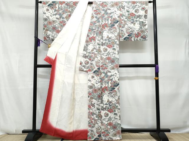 平和屋着物■上質な小紋　型染め　吉祥花文　正絹　逸品　CABA7879fb