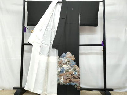 平和屋着物■豪華黒留袖　友禅　作家物　風景文　正絹　逸品　CABA7899fb