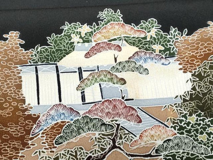 平和屋着物■豪華黒留袖　友禅　作家物　風景文　正絹　逸品　CABA7899fb