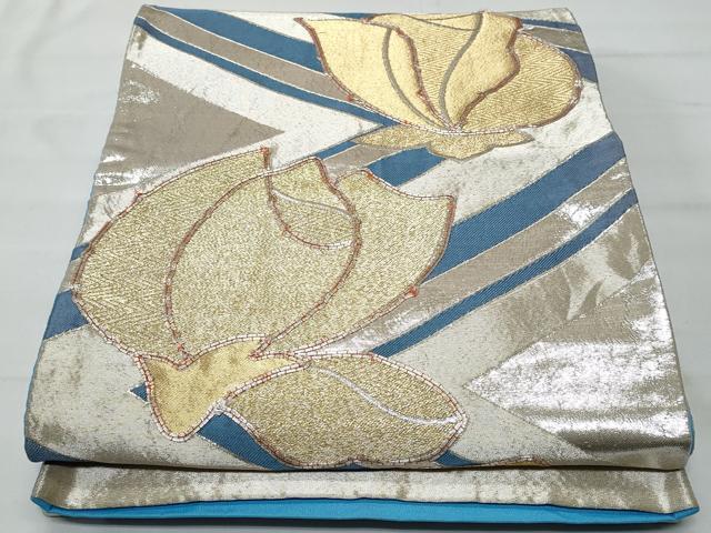 平和屋着物◎六通柄袋帯 駒刺繍 舞花文 金銀糸 正絹 逸品 CABA7937fb