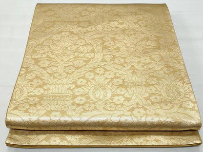 平和屋着物◎六通柄袋帯 更紗飾花文 金糸 正絹 逸品 CABA7940fb