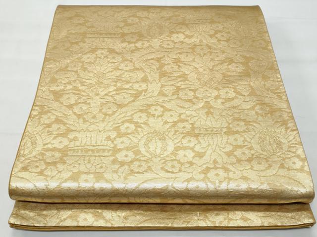 平和屋着物◎六通柄袋帯 更紗飾花文 金糸 正絹 逸品 CABA7940fb