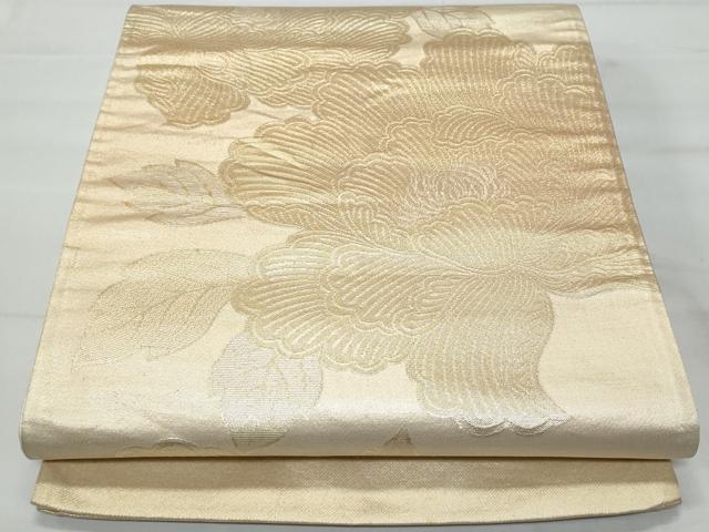 平和屋着物◎西陣 六通柄袋帯 草花文 牡丹 金糸 証紙付き 正絹 逸品 CABA7944fb