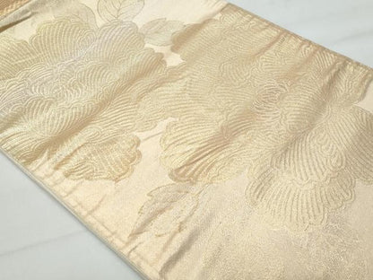 平和屋着物◎西陣 六通柄袋帯 草花文 牡丹 金糸 証紙付き 正絹 逸品 CABA7944fb