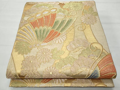 平和屋着物◎六通柄袋帯 立涌舞蝶花文 金銀糸 正絹 逸品 CABA7960fb