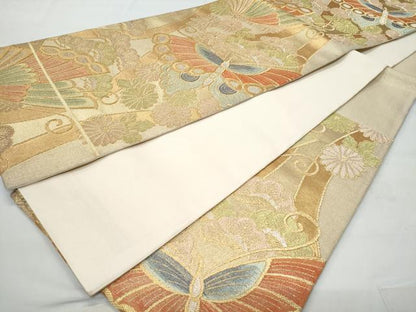 平和屋着物◎六通柄袋帯 立涌舞蝶花文 金銀糸 正絹 逸品 CABA7960fb