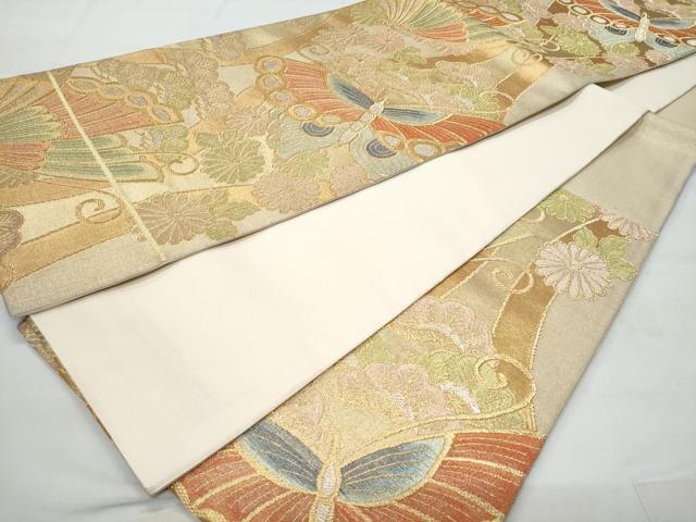 平和屋着物◎六通柄袋帯 立涌舞蝶花文 金銀糸 正絹 逸品 CABA7960fb