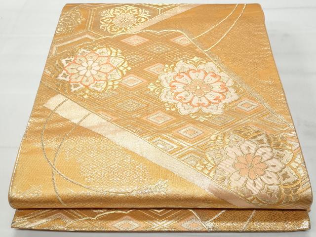 平和屋着物◎六通柄袋帯 正倉院花文 金糸 正絹 逸品 CABA7964fb