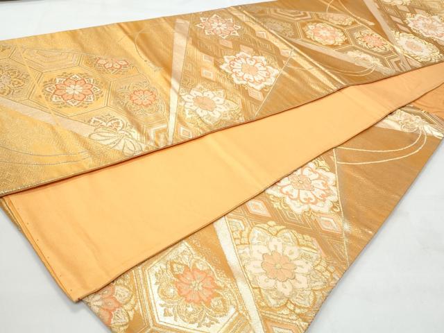 平和屋着物◎六通柄袋帯 正倉院花文 金糸 正絹 逸品 CABA7964fb