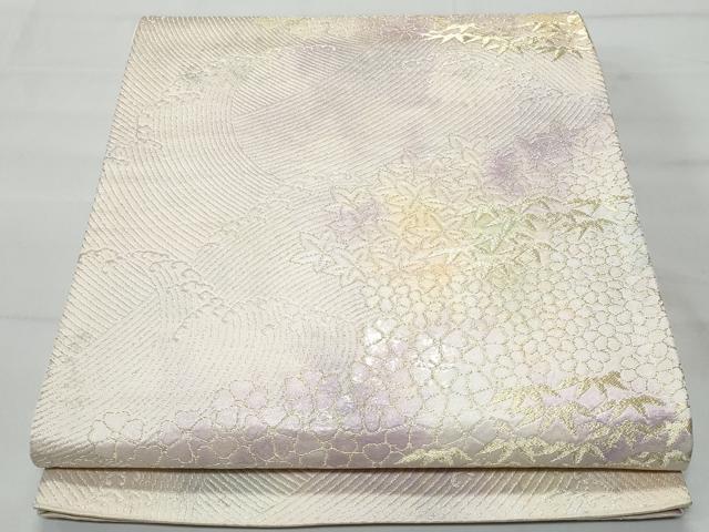 平和屋着物◎六通柄袋帯 立波舞花文 金銀糸 引箔 正絹 逸品 CABA7965fb