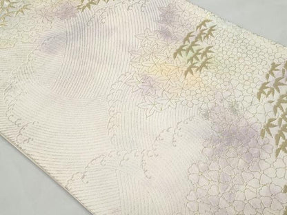 平和屋着物◎六通柄袋帯 立波舞花文 金銀糸 引箔 正絹 逸品 CABA7965fb