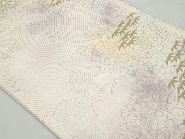 平和屋着物◎六通柄袋帯 立波舞花文 金銀糸 引箔 正絹 逸品 CABA7965fb