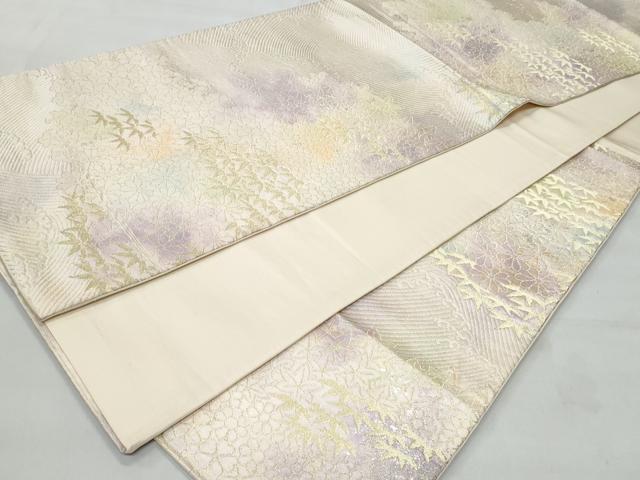 平和屋着物◎六通柄袋帯 立波舞花文 金銀糸 引箔 正絹 逸品 CABA7965fb