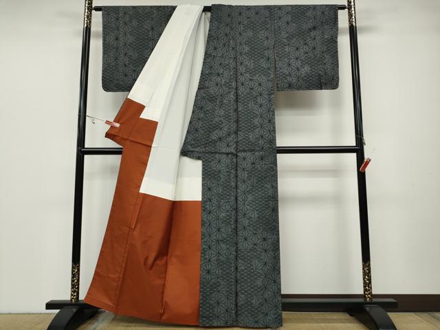 平和屋着物●本場大島紬 7マルキ 麻の葉吉祥文 正絹 逸品 未使用 CABA8003ut