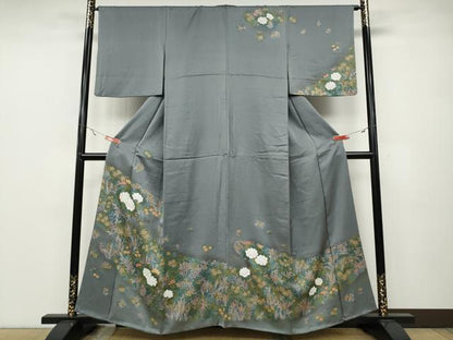 平和屋着物●訪問着 エ霞花文 金彩 正絹 逸品 CABA8009ut