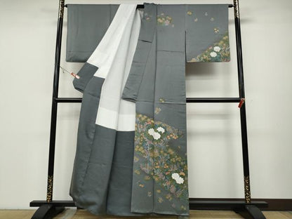 平和屋着物●訪問着 エ霞花文 金彩 正絹 逸品 CABA8009ut