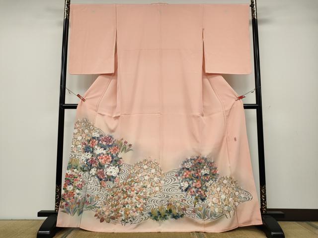 平和屋着物●豪華色留袖 友禅 作家物 流水草花文 暈し染め 正絹 逸品 CABA8010ut
