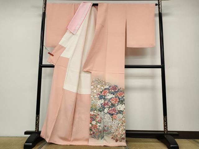 平和屋着物●豪華色留袖 友禅 作家物 流水草花文 暈し染め 正絹 逸品 CABA8010ut