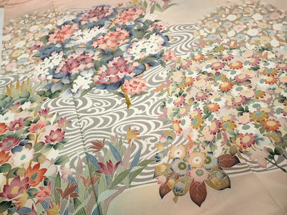 平和屋着物●豪華色留袖 友禅 作家物 流水草花文 暈し染め 正絹 逸品 CABA8010ut