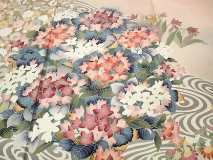 平和屋着物●豪華色留袖 友禅 作家物 流水草花文 暈し染め 正絹 逸品 CABA8010ut
