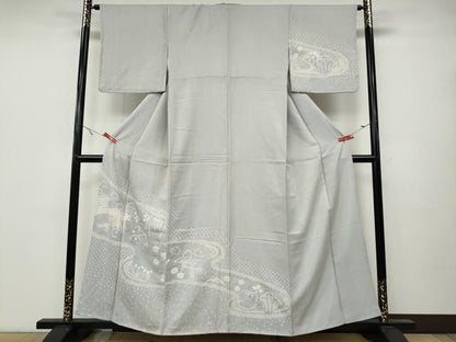 平和屋着物●訪問着 絞り 流水風景花文 正絹 逸品 CABA8015ut