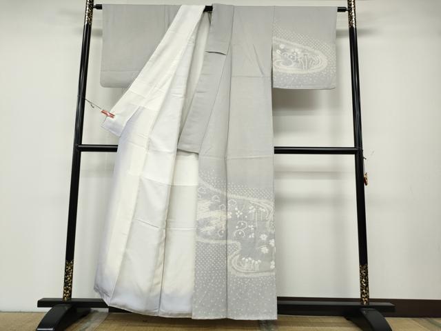 平和屋着物●訪問着 絞り 流水風景花文 正絹 逸品 CABA8015ut