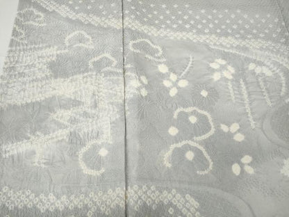 平和屋着物●訪問着 絞り 流水風景花文 正絹 逸品 CABA8015ut