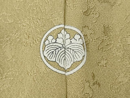 平和屋着物●上質な色無地 舞花地紋 浅黄色 正絹 逸品 CABA8017ut