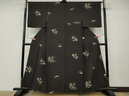 平和屋着物●上質な小紋　草花文　金彩　正絹　逸品　未使用　CABA8026ut