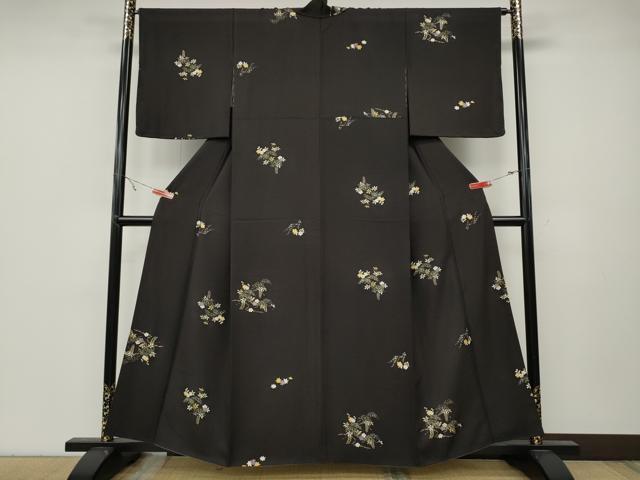 平和屋着物●上質な小紋　草花文　金彩　正絹　逸品　未使用　CABA8026ut