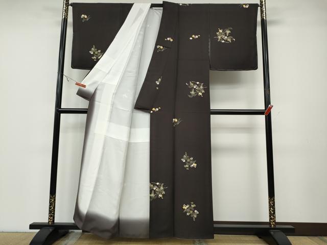 平和屋着物●上質な小紋　草花文　金彩　正絹　逸品　未使用　CABA8026ut