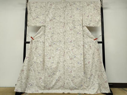 平和屋着物●小紋　休み鳥鈴花文　やまと誂製　ロング丈　洗える着物　CABA8027ut