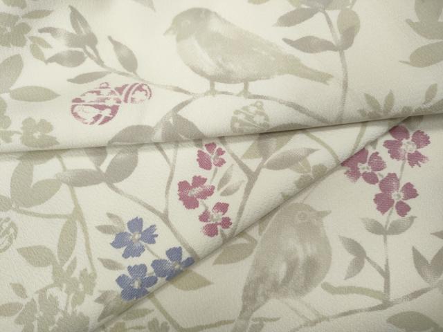 平和屋着物●小紋　休み鳥鈴花文　やまと誂製　ロング丈　洗える着物　CABA8027ut