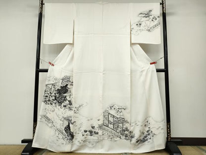 平和屋着物●訪問着 雲取り人物風景花文 金彩 正絹 逸品 CABA8030ut