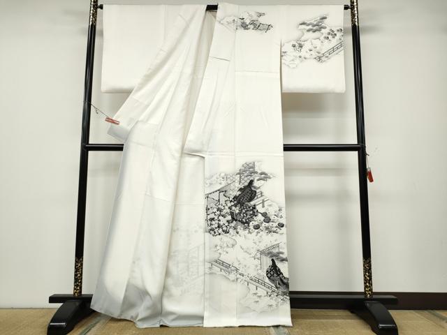 平和屋着物●訪問着 雲取り人物風景花文 金彩 正絹 逸品 CABA8030ut