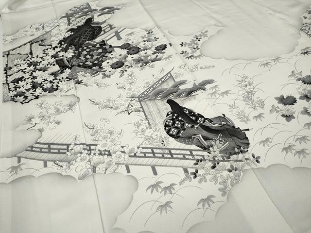 平和屋着物●訪問着 雲取り人物風景花文 金彩 正絹 逸品 CABA8030ut