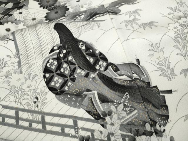 平和屋着物●訪問着 雲取り人物風景花文 金彩 正絹 逸品 CABA8030ut