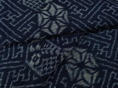 平和屋着物●久留米絣　単衣　紗綾形花間道　綿　逸品　CABA8032ut