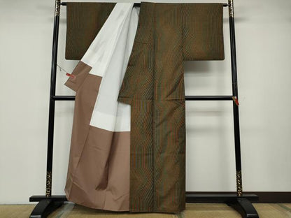 平和屋着物●上質な小紋　紬地　吉祥文　正絹　逸品　CABA8034ut