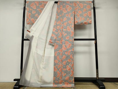 平和屋着物●上質な小紋　絞り　流水枝梅文　正絹　逸品　CABA8035ut