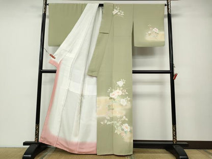 平和屋着物●訪問着　作家物　エ霞枝花文　暈し染め　金彩　正絹　逸品　CABA8036ut