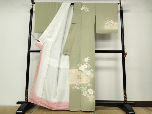 平和屋着物●訪問着　作家物　エ霞枝花文　暈し染め　金彩　正絹　逸品　CABA8036ut
