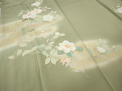 平和屋着物●訪問着　作家物　エ霞枝花文　暈し染め　金彩　正絹　逸品　CABA8036ut