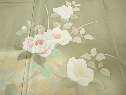 平和屋着物●訪問着　作家物　エ霞枝花文　暈し染め　金彩　正絹　逸品　CABA8036ut