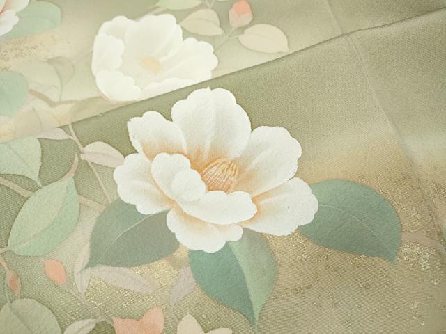 平和屋着物●訪問着　作家物　エ霞枝花文　暈し染め　金彩　正絹　逸品　CABA8036ut