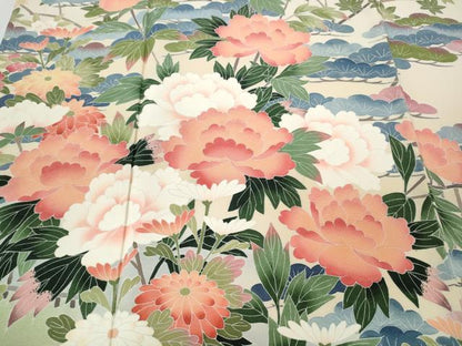 平和屋着物●十日町友禅作家　岡村蒼風　訪問着　草花文　暈し染め　正絹　逸品　CABA8042ut