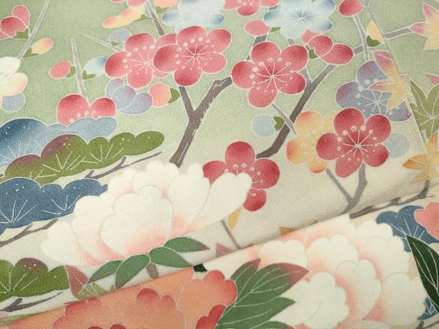 平和屋着物●十日町友禅作家　岡村蒼風　訪問着　草花文　暈し染め　正絹　逸品　CABA8042ut