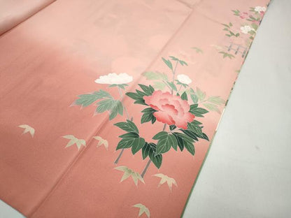 平和屋着物●十日町友禅作家　岡村蒼風　訪問着　草花文　暈し染め　正絹　逸品　CABA8042ut