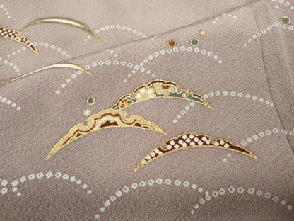 平和屋着物●訪問着　雪芝文　暈し染め　金彩　正絹　逸品　未使用　CABA8046ut