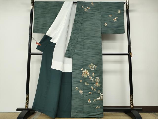 平和屋着物●訪問着 動物花文 金彩 正絹 逸品 CABA8047ut